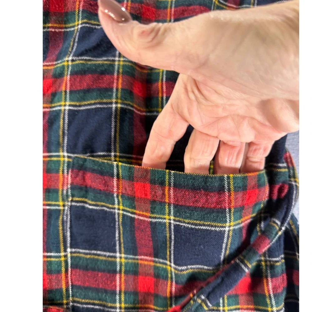 Vintage 90s Polo Ralph Lauren Plaid Flannel Robe Red Green Tartan Cotton S/M